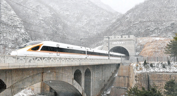 复兴号动车组在雪中安全行驶